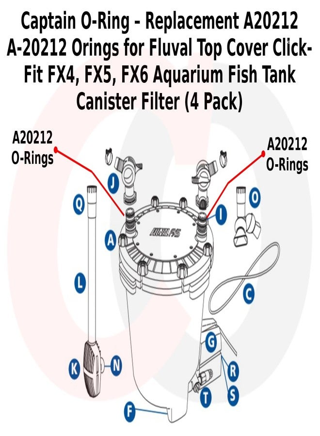 Captain O-Ring - Replacement A20212 A-20212 Orings for Fluval Top Cover Click-Fit FX4, FX5, FX6 Aquarium Fish Tank Canister Filter (4 Pack) - Image 2